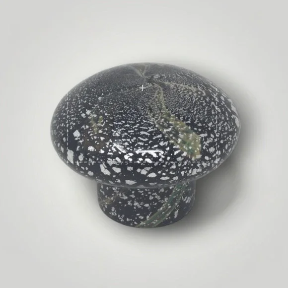 Vtg Rare Mushroom 1920-30 Murano Glass Silver Leaf Hand Blown Small Paperweight - Picture 2 of 6